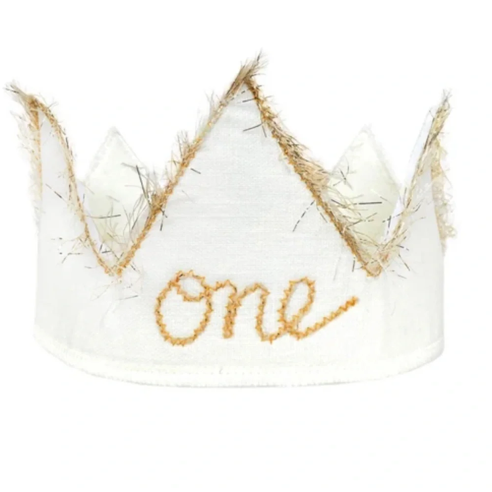Charming White and Gold Kids Birthday Crown by Oh Baby!